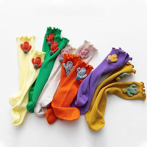 Stereo cactus children pile socks agaric curled leg socks